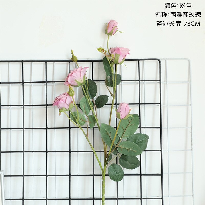 Rose Imitation Flowers INS-Style Home Decoration Wedding Boquet Holder Wall Plant Wall Artificial Flower Dy1-3506: Purple