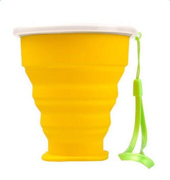 Silicone Retractable Cup Potable Telescopic Collapsible Cup Travel Outdoor Camping Hiking Water Folding Bottle Coffee Hand Cup: Yellow