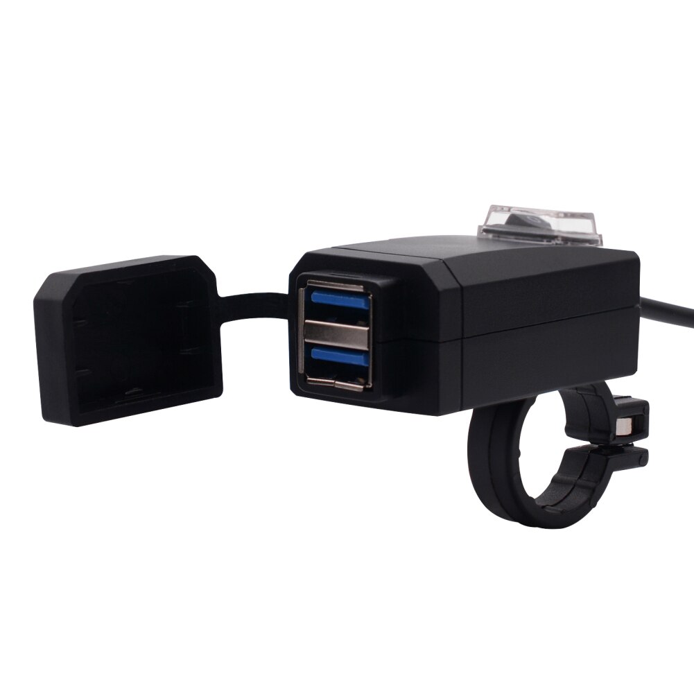 Motorfiets usb-opladeradapter  dc 12v dubbele usb-autolader met schakelaar sigarettenaanstekeraansluiting universeel voor telefoon buiten: Default Title