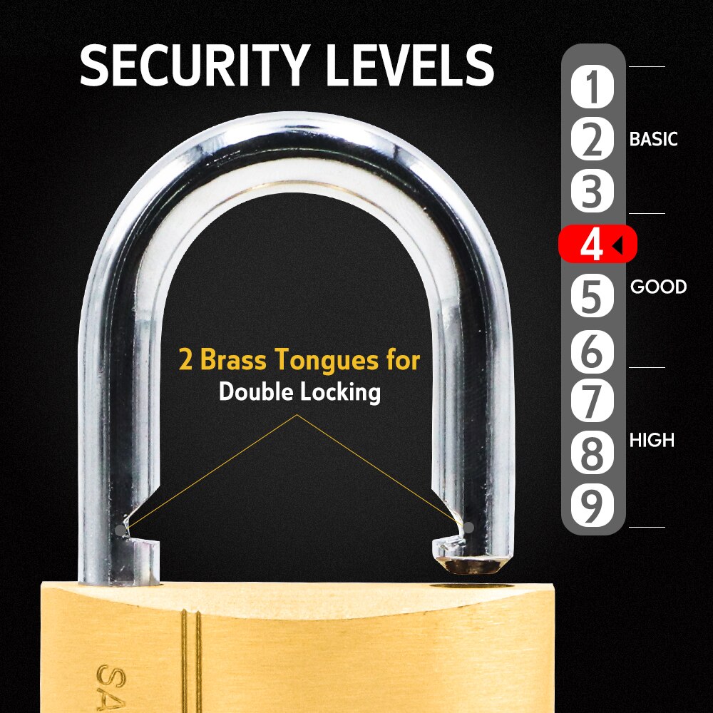 BLOSSOM 40cm Brass Padlock with Keys Heavy Duty Security Safely Lock Interior or Exterior Gates Sheds Lockers Bikes Tool Box