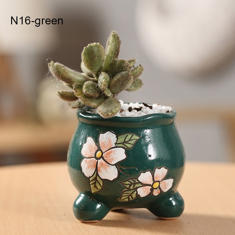 Succulent Pots Plant Pots Garden Pots Ceramic Flower Pots Planter Outdoor Garden Home Decoration J99Store: n16 green