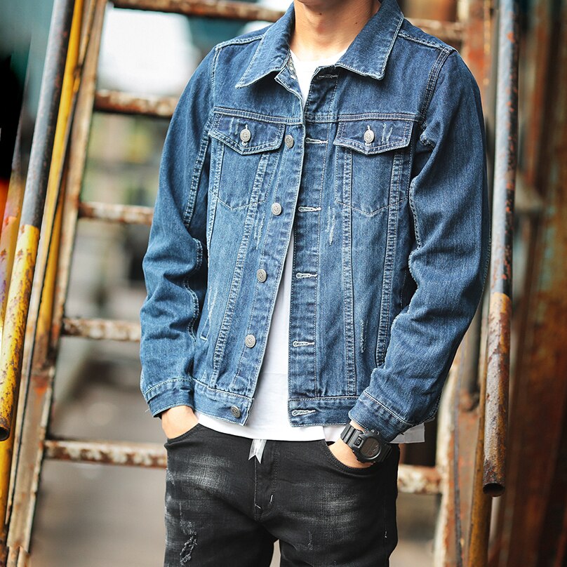 Japanse Herfst Mannen Denim Jas Mode Casual Mannen Denim Jasje Mannelijke Denim Jas