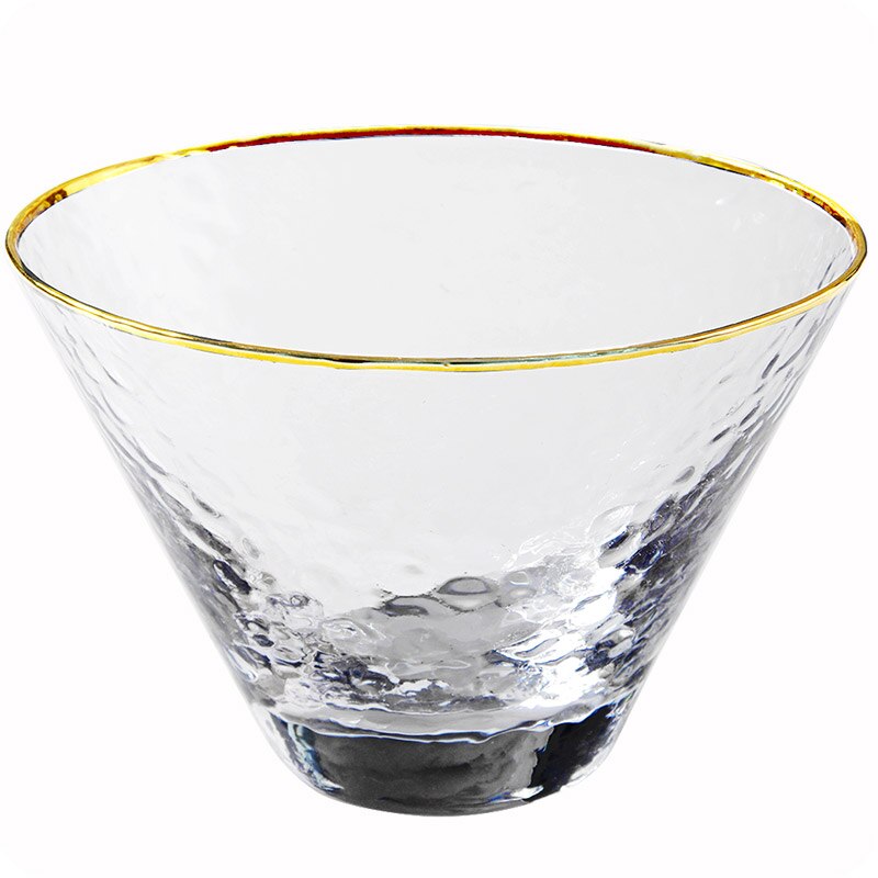 Japanese Hammer Drinking Glass Cup Cold Drink Juice Dessert Bowl Tea Glass Cup With Gold Trim Crystal Ice Cream Cup