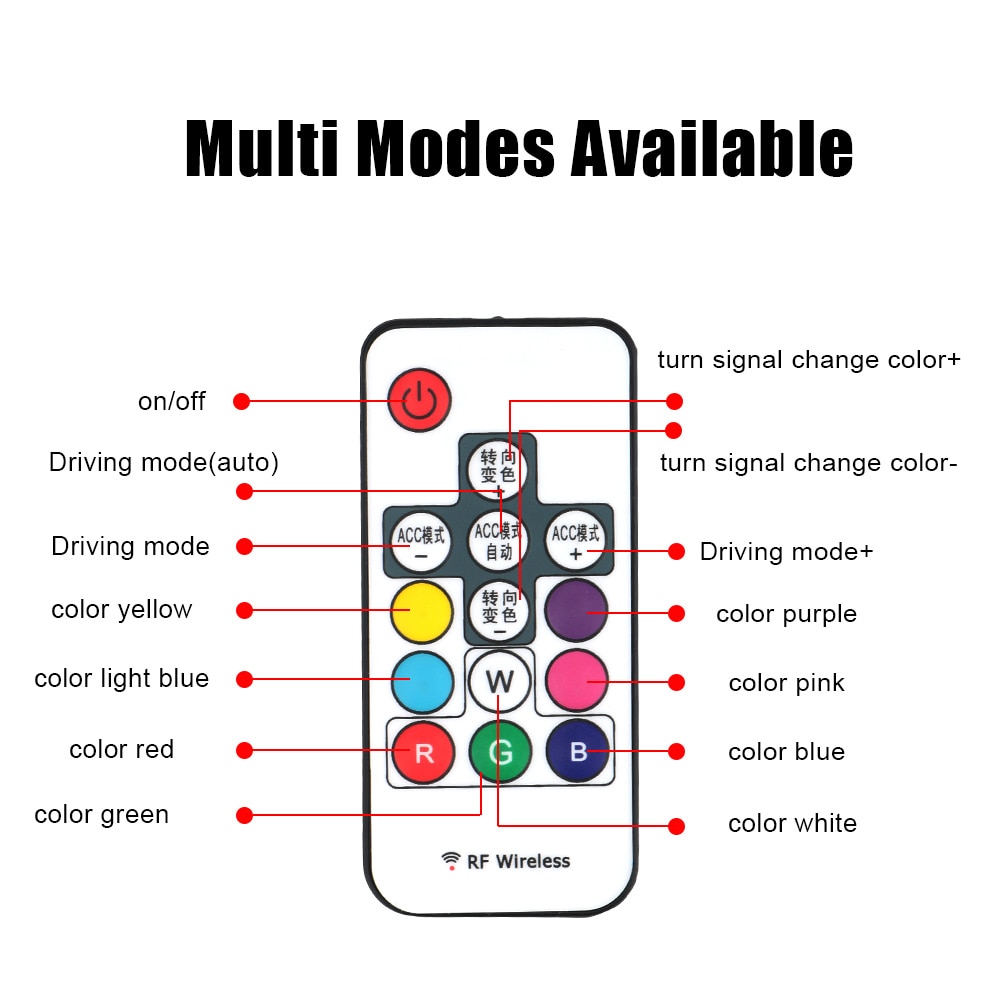 Leepee led richtingaanwijzers drl 2 stuks/set universele multicolor led lichtstrip auto rgb dagrijverlichting flexibel