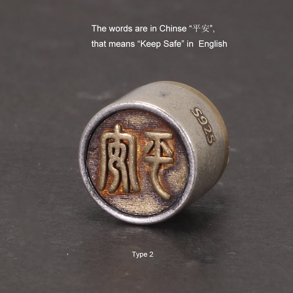 925 stempelanheng i sterlingsølv for menn og kvinner, velsignelse av lykke, retro matt, åpningsbar eske, smykker: Svart