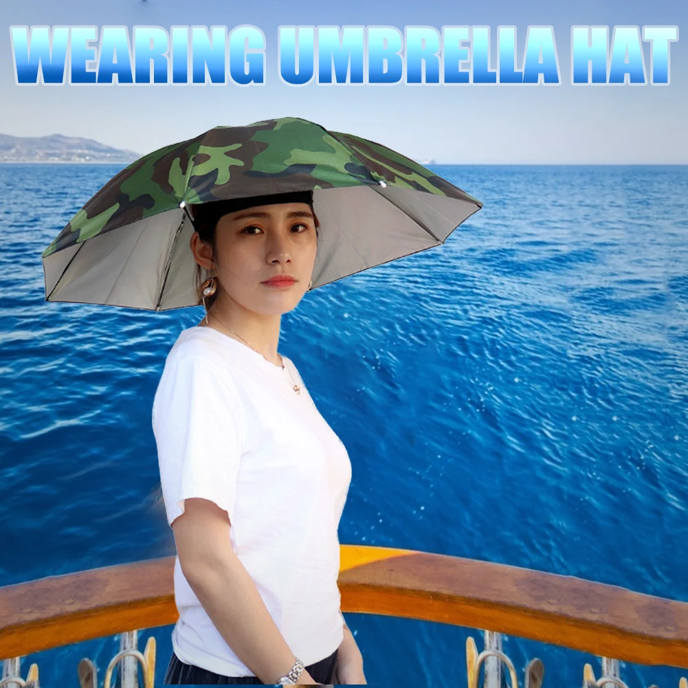 Sombrero de lluvia portátil para exteriores, sombrilla plegable para pesca, sombrilla Anti-UV para acampar, sombreros para la cabeza de playa, accesorio