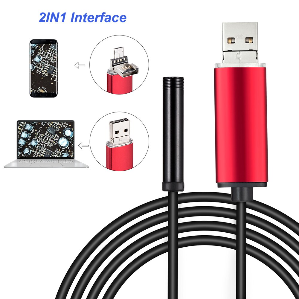 7mm Lens Android OTG USB Endoscoop Camera 2 m Smart Android Telefoon USB Borescope Inspectie Snake Tube Camera 6LED