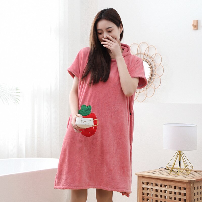 Bata de baño de microfibra para mujer, Toalla de baño suave para adultos, Textiles para el Hogar, baño y Sauna: pink