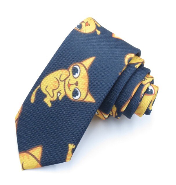 ! corbata para hombre Skinny de 6 cm, corbata de dibujos animados con de gato, corbata delgada, corbata de Jacquard, corbata celebración boda informal a la para hombre: 4
