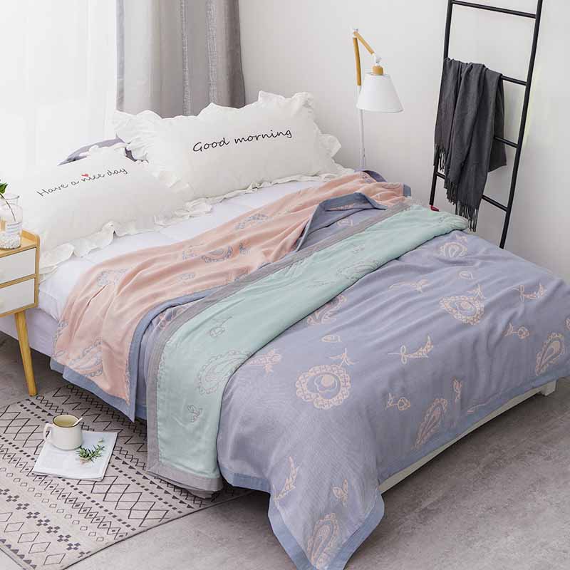 Bambus fiber håndklæde tæpper til baby børn voksen strikket sommer cool plaid sengetæppe dyne queen king size