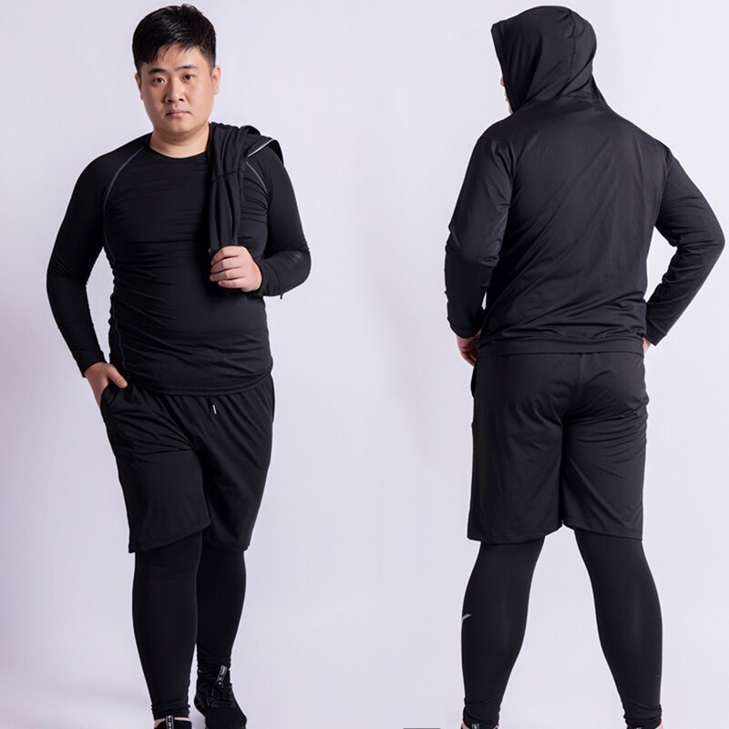 Snel Droog 4 Pcs Running Set Mannen Plus Size 5XL 6XL Compressie Sport Past Sportkleding Kleding Gym Fitness Training Trainingspak