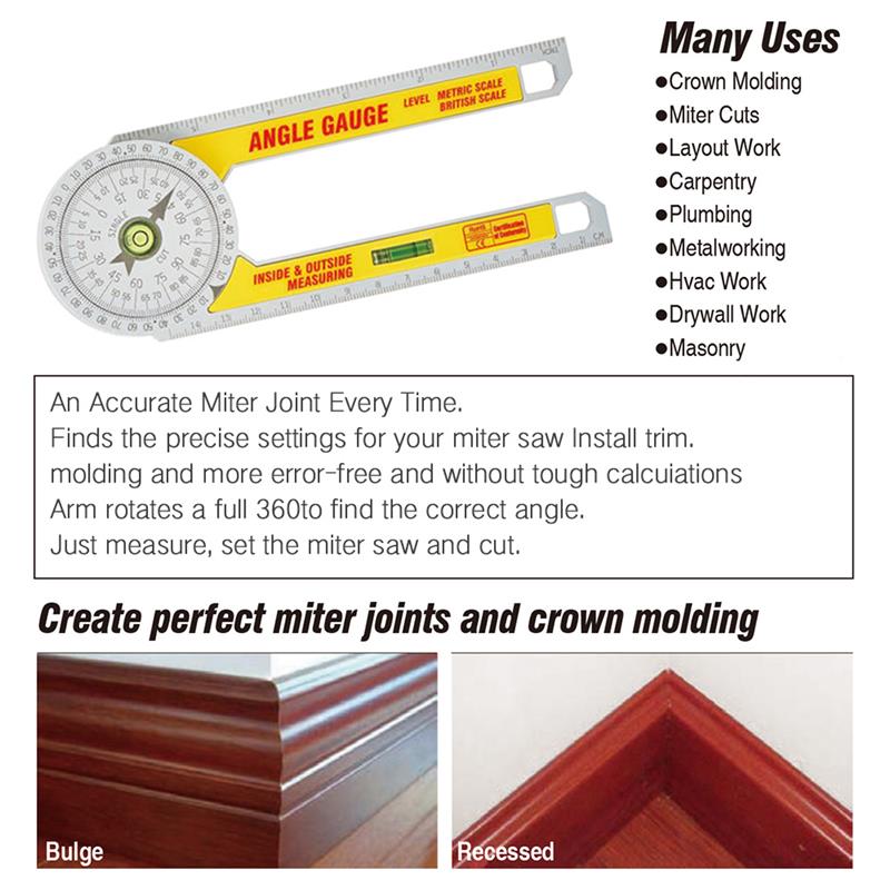 Calibration Miter Saw Protractor Finder Angle Finder Miter Gauge Goniometer Angle Finder Arm Measuring Ruler