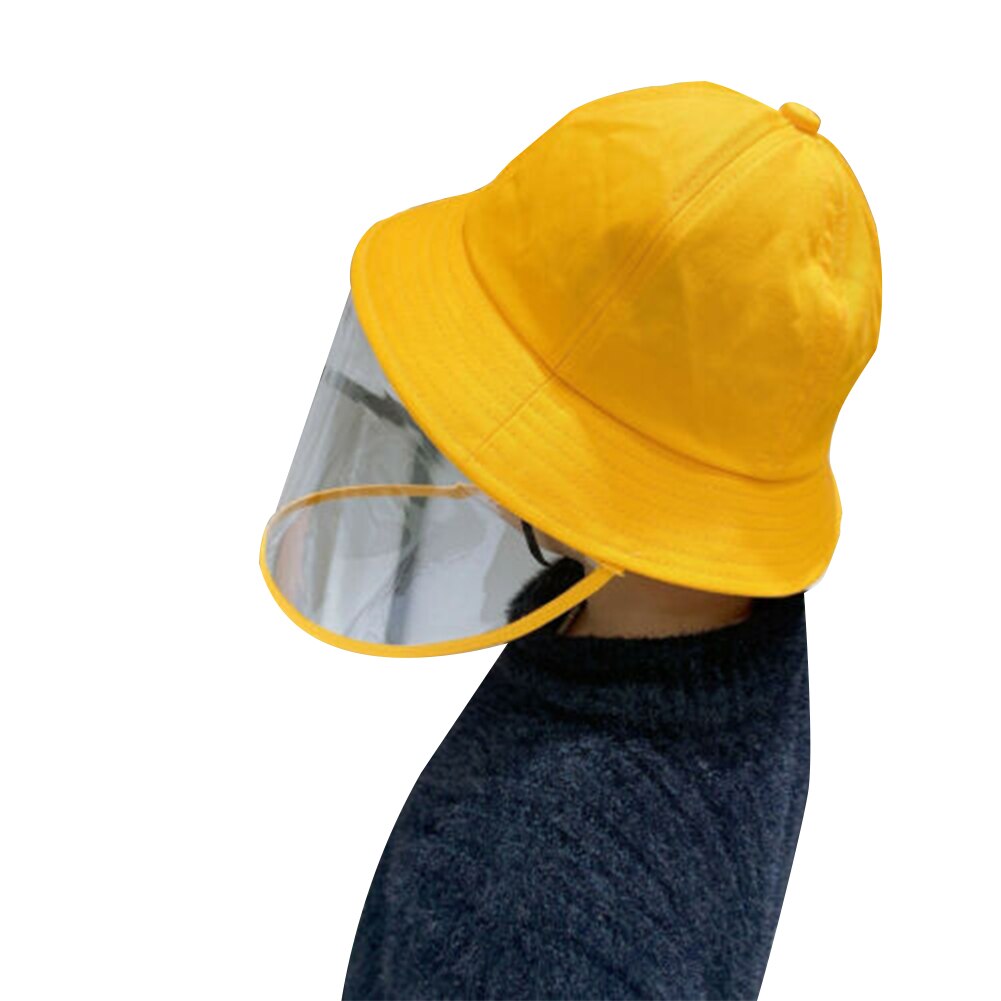 Children Kids Girls Boys Cute Yellow Safety Protective Hats Caps with Clear Saliva-Proof Dust-Proof Sun Visor Full Face Cover