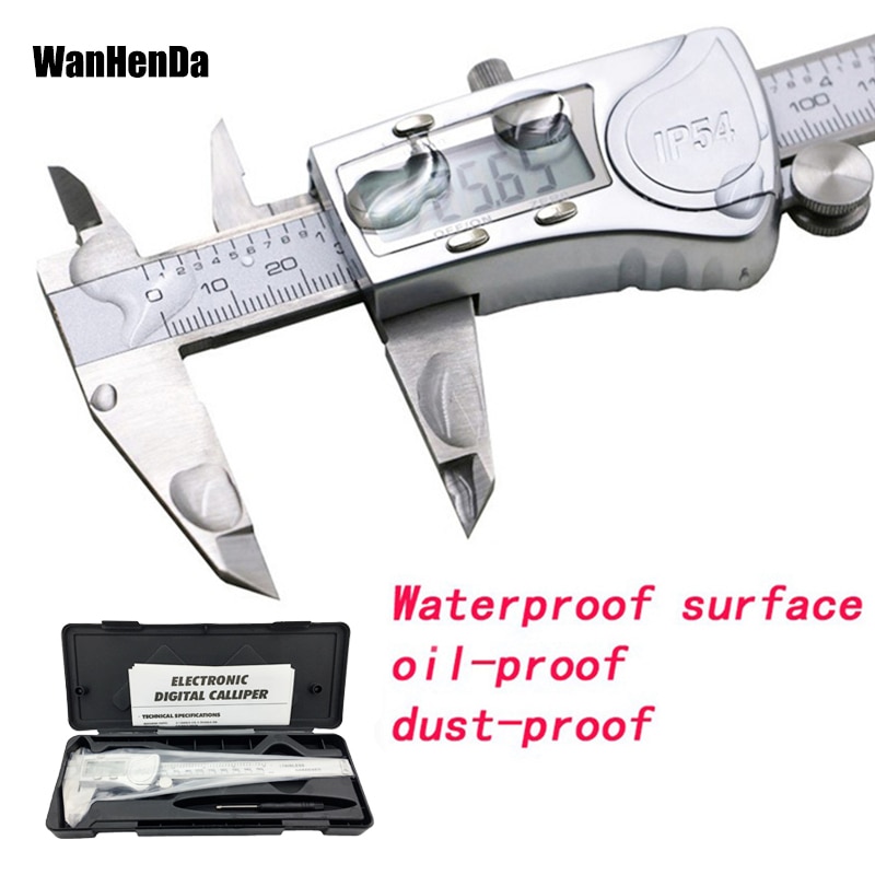 Calibrador digital electrónico de acero inoxidable, herramientas de medición a prueba de agua IP54, Messschieber, paquímetro, Vernier