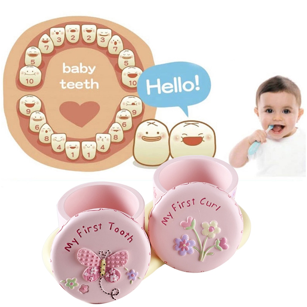 Cute Child Tooth Box Baby First Tooth and Curl Keepsake Boxes Kids Teeth Fairy Holder Storage Box Beft For Child Tooth Organizer