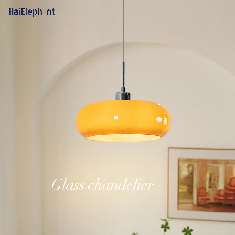 Moderne oranje witte glazen kroonluchterverlichting voor woonkamer, eetkamer, slaapkamer, plafond, binnen, hanglamp, dimbare home deco-lamp