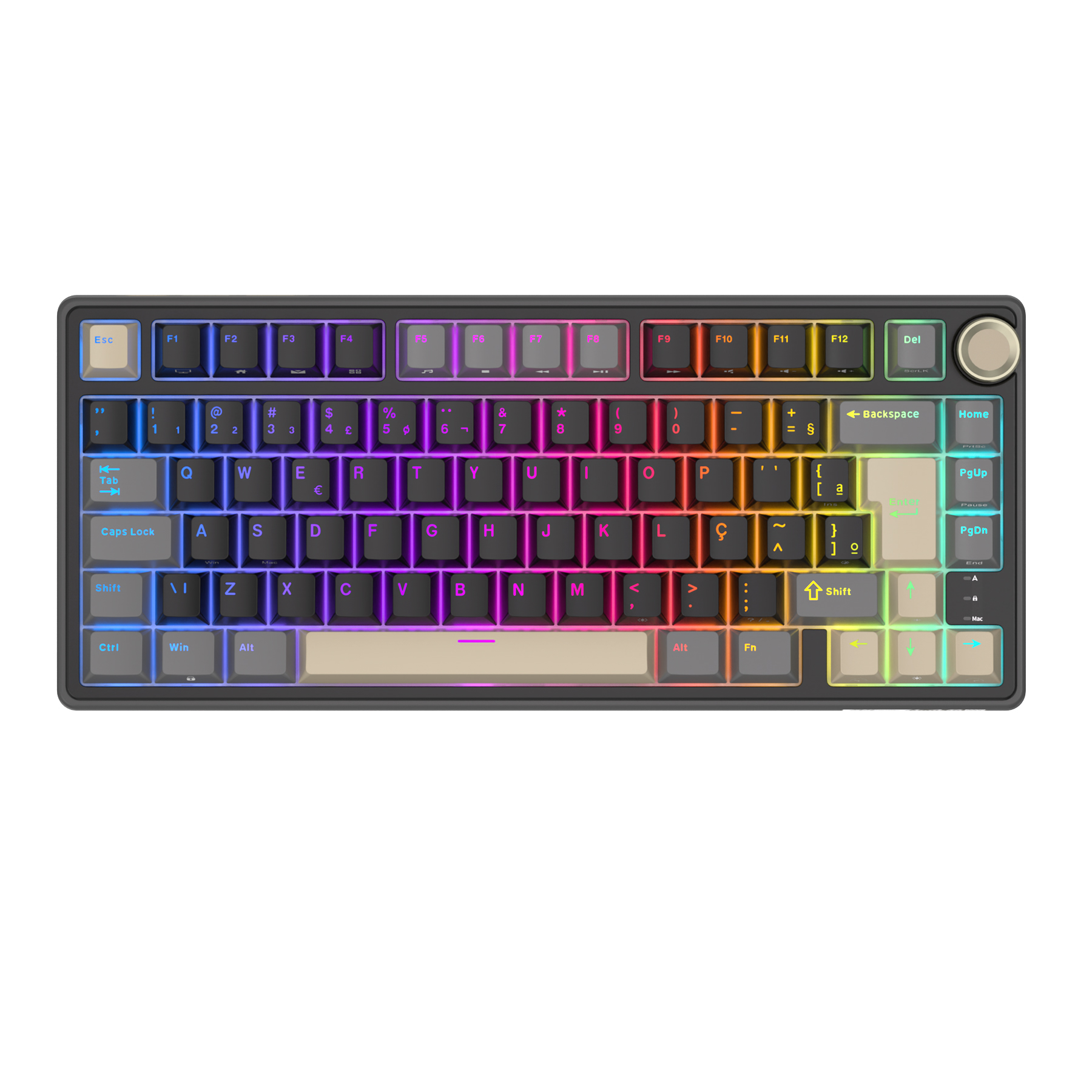 Royal Kludge RK R75 brazylijska mechaniczna uszczelka klawiatury przewodowa klawiatura dla graczy z możliwością wymiany podczas pracy 80 klawiszy podświetlane RGB MDA nasadki na klawisze PBT: W kolorze khaki / Brązowy przełącznik