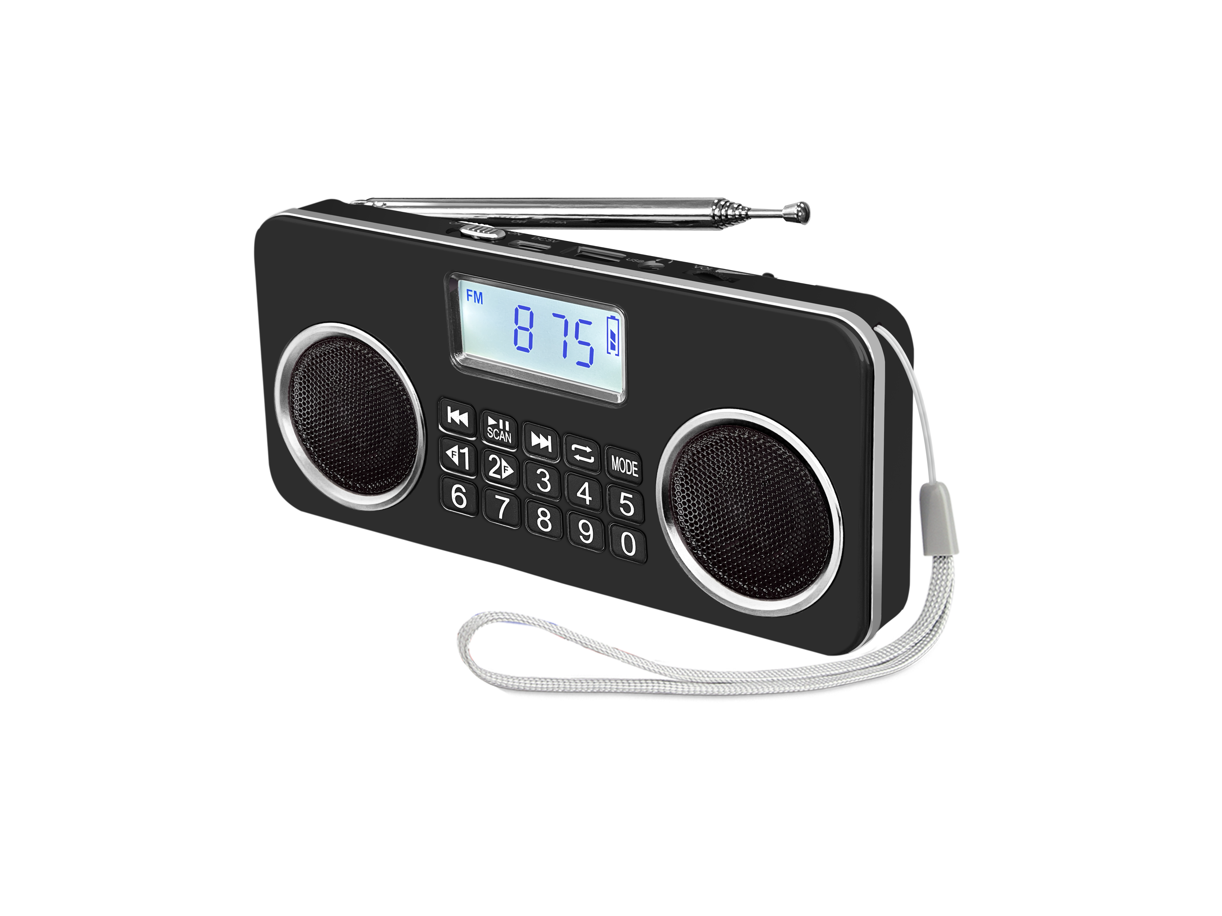 EONKO L-658 Mega Bass Stereo FM Radio with Bluetooth TF USB Slot Earphone Jack Type C Charging,can save your favorite stations: black