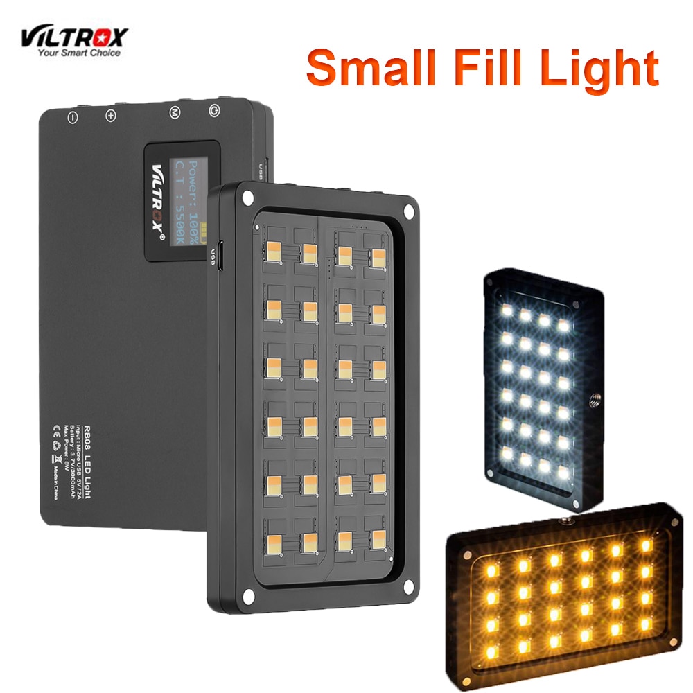 Viltrox RB08 Bi-farbe 2500K-8500K Mini Video LED Licht Tragbare Füllen Licht Gebaut-in batterie für Telefon Kamera Schießen Studio