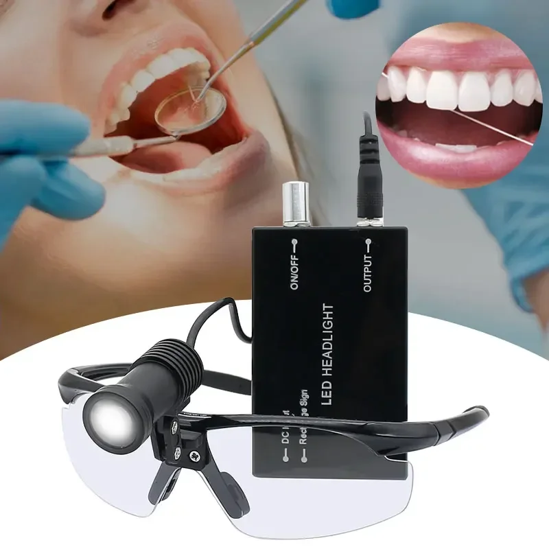 Oraler Dental-Scheinwerfer, 3 W/5 W, LED-Zahnarzt-Scheinwerfer mit chirurgischem Betrieb und Schutzbrille, wiederaufladbarer Lithium-Ionen-Akku