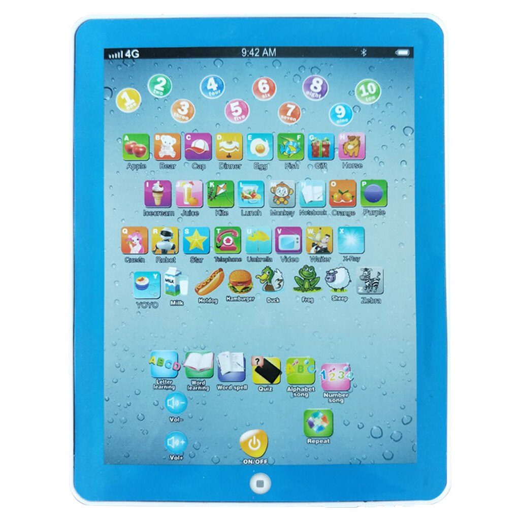Kindertablet leesmachine kinderen kerst voor onderwijs muziek letters woorden zingen spelling puntlezer: Blauw