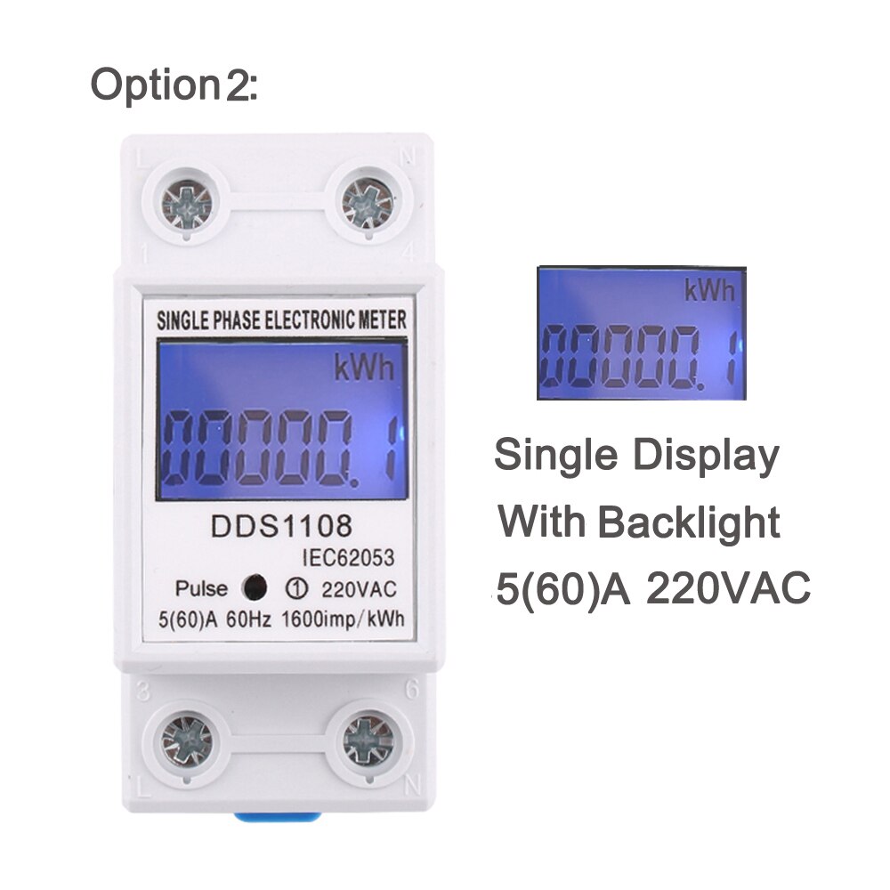 60A 80A Din rail Single Phase Two Wire LCD Digital Display Power Consumption Energy Electric Meter kWh AC 220V 230V 50Hz/60Hz: option 2