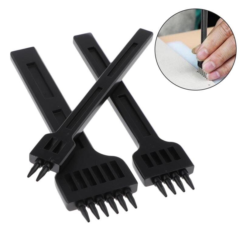 Leather Punch Round PU-Leather Chisel Cowhide Prong Stitching Hole Tool for DIY Belt Shoes Steel Die Metal Stamping Kit