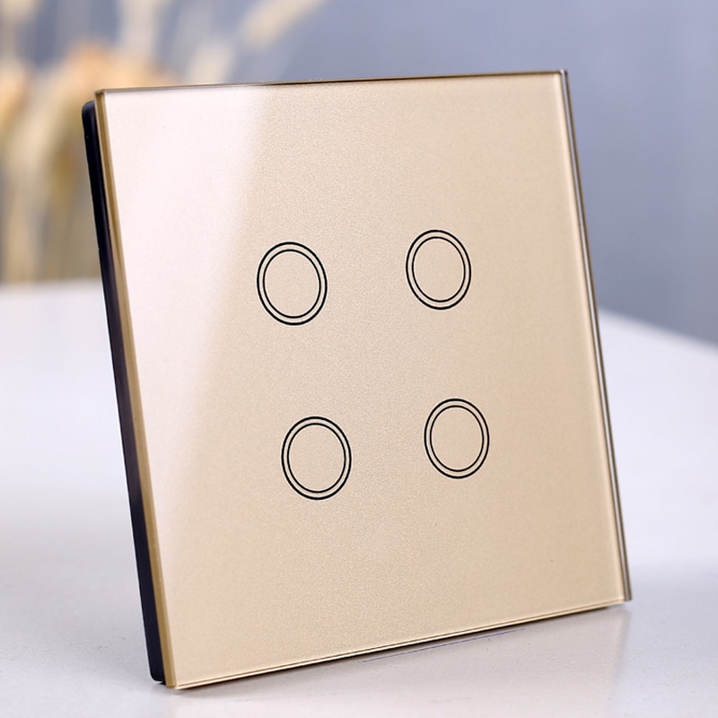 4 gang touch switch, Wireless Remote Control light Switch, Smart Sensor touch Wall Switch, Luxury Crystal Glass Panel Surface