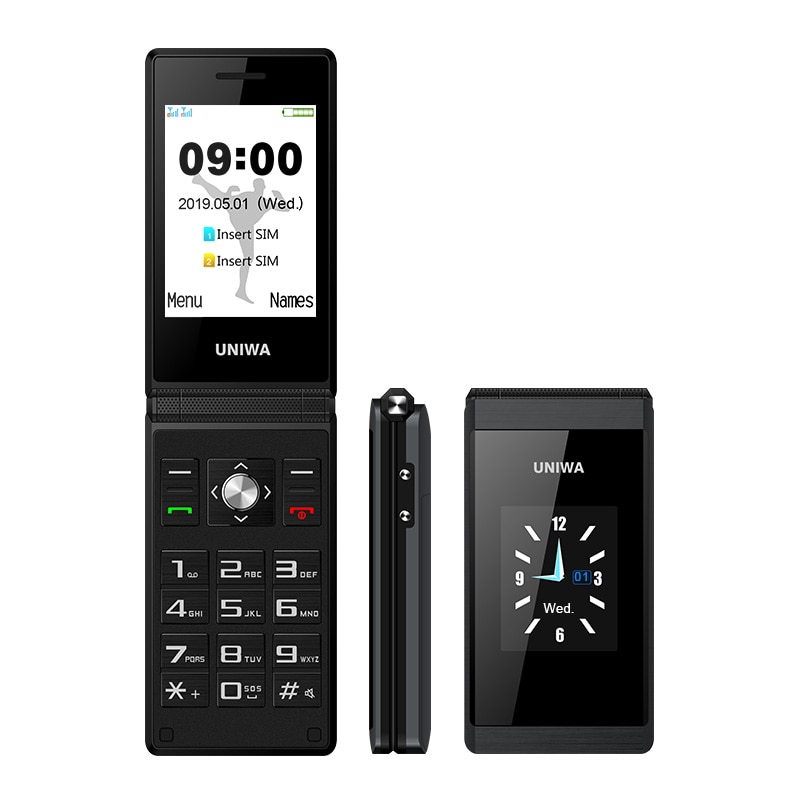 UNIWA X28 Senior Flip Telefoon GSM Grote Push-Knop Oude Man Feature Mobiele Telefoon Dual Sim FM Russische Toetsenbord unlocked Mobiel