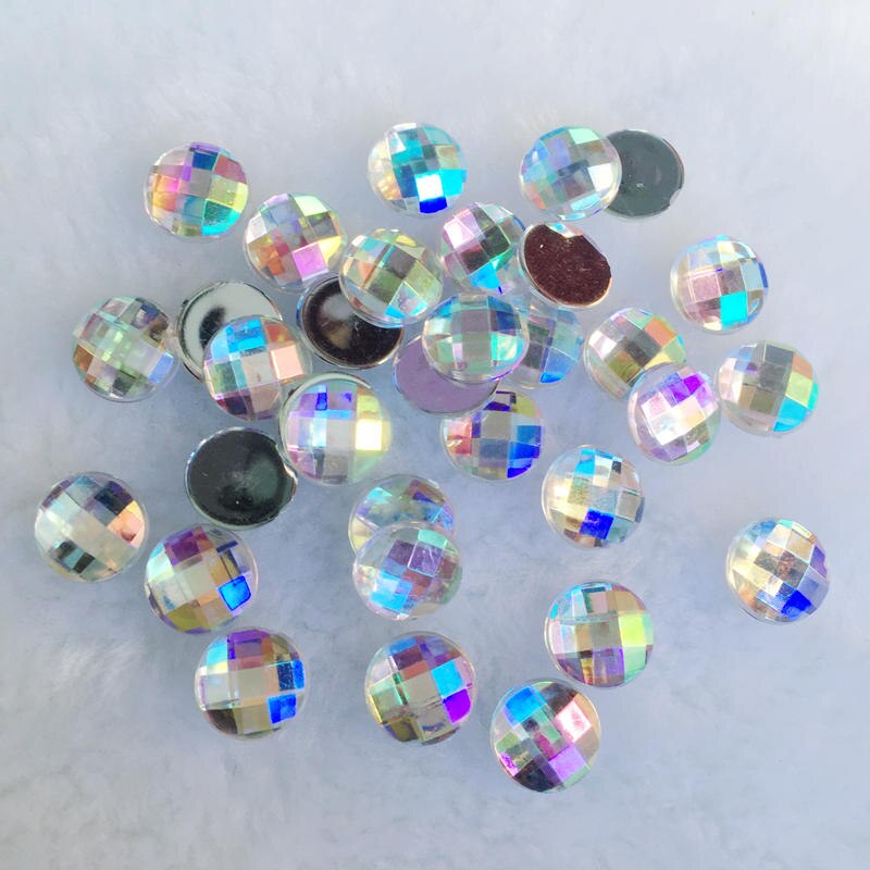 40Pcs 10Mm Ab Kleur Ronde Strass Acryl Plaksteen Strass Kristal Stenen Voor Sieraden Ambachten Kleding Decoraties