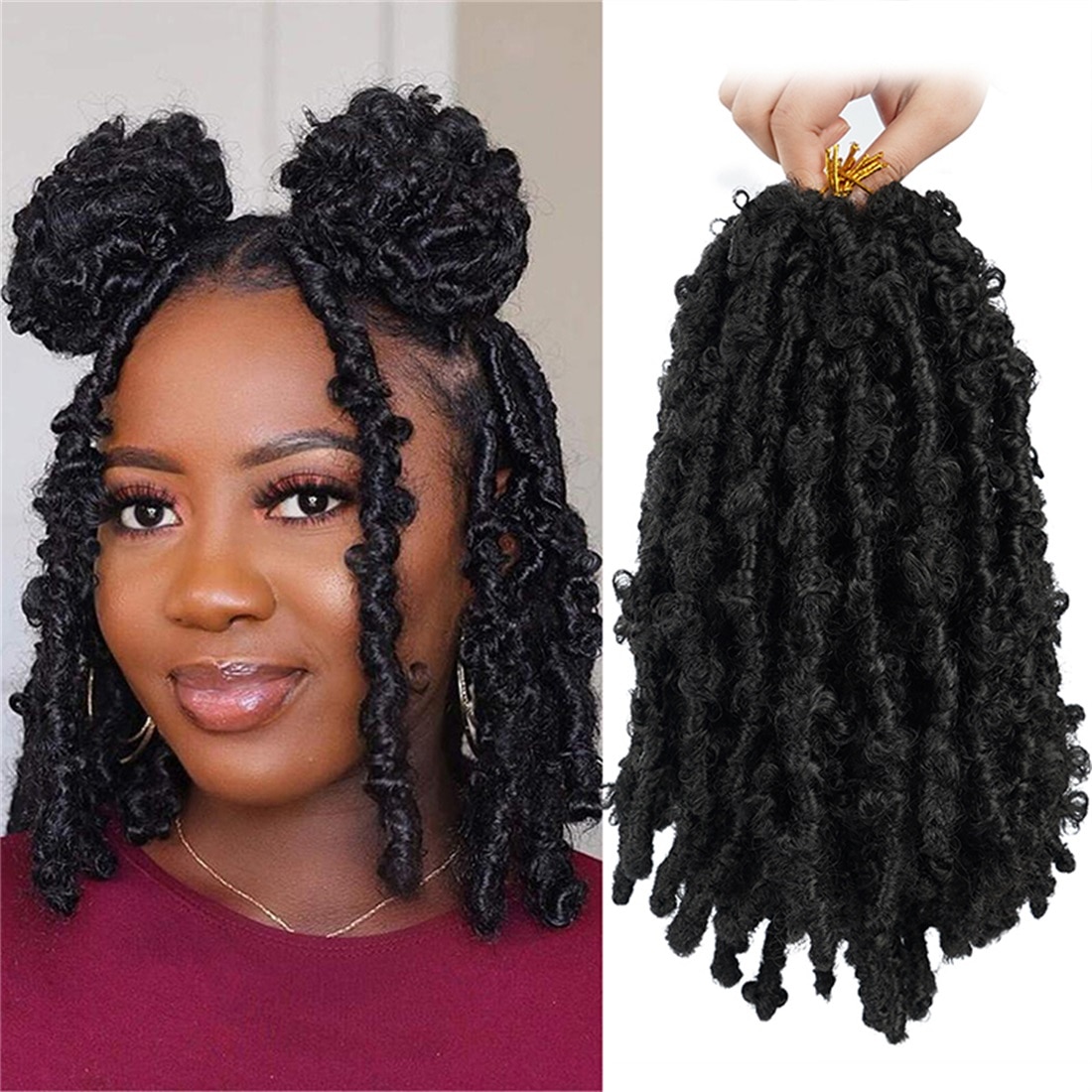 12 Inch 20 Strengen Vlinder Faux Locs Ombre Natuurlijke Zwarte Vlechten Haar Synthetisch Gehaakte Vlechten Hair Extensions Voor Vrouwen