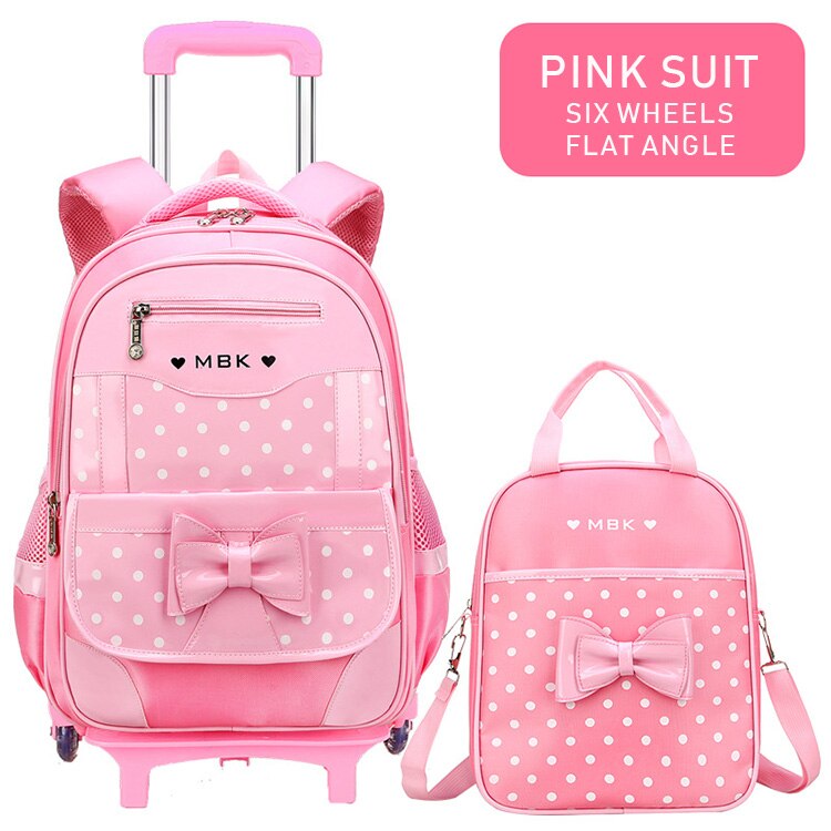 Kinderen Schooltassen Kinderen Reizen Rollende Bagage Tas Trolley School Rugzak Meisjes Rugzak Kind Boek Tas 3 Wielen Schooltas: SP-6
