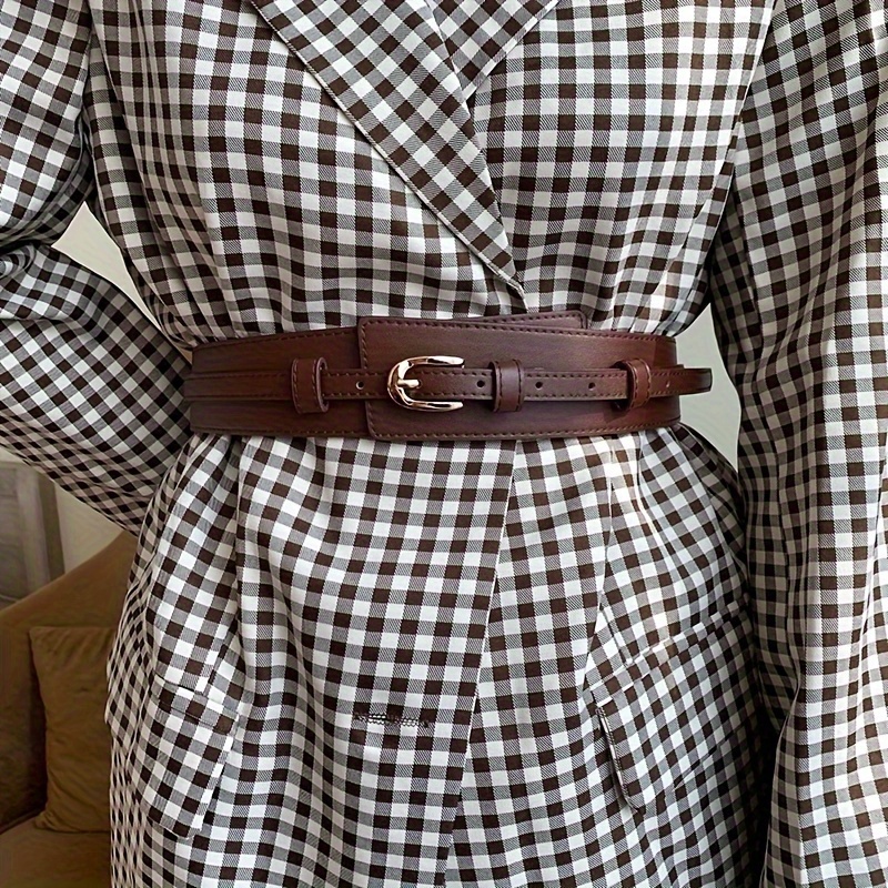 Faja desmontable de cuero PU, hebilla, cinturilla ancha, abrigo Vintage, cinturón de vestir para mujer