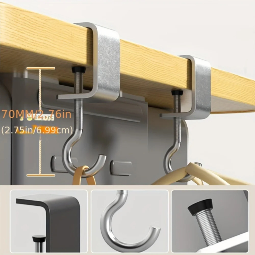 2pcs 360° Rotatable Steel Table Hooks - Detachable... – Grandado