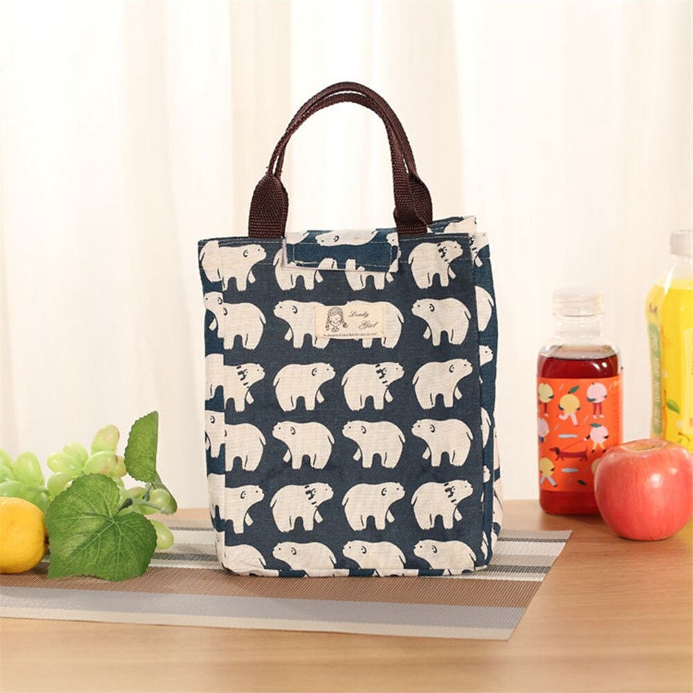 Portable Insulated Lunch Bag Fresh Cooler Snack Picnic Thermal Food Tote Carry Case Storage Bags: polar bear