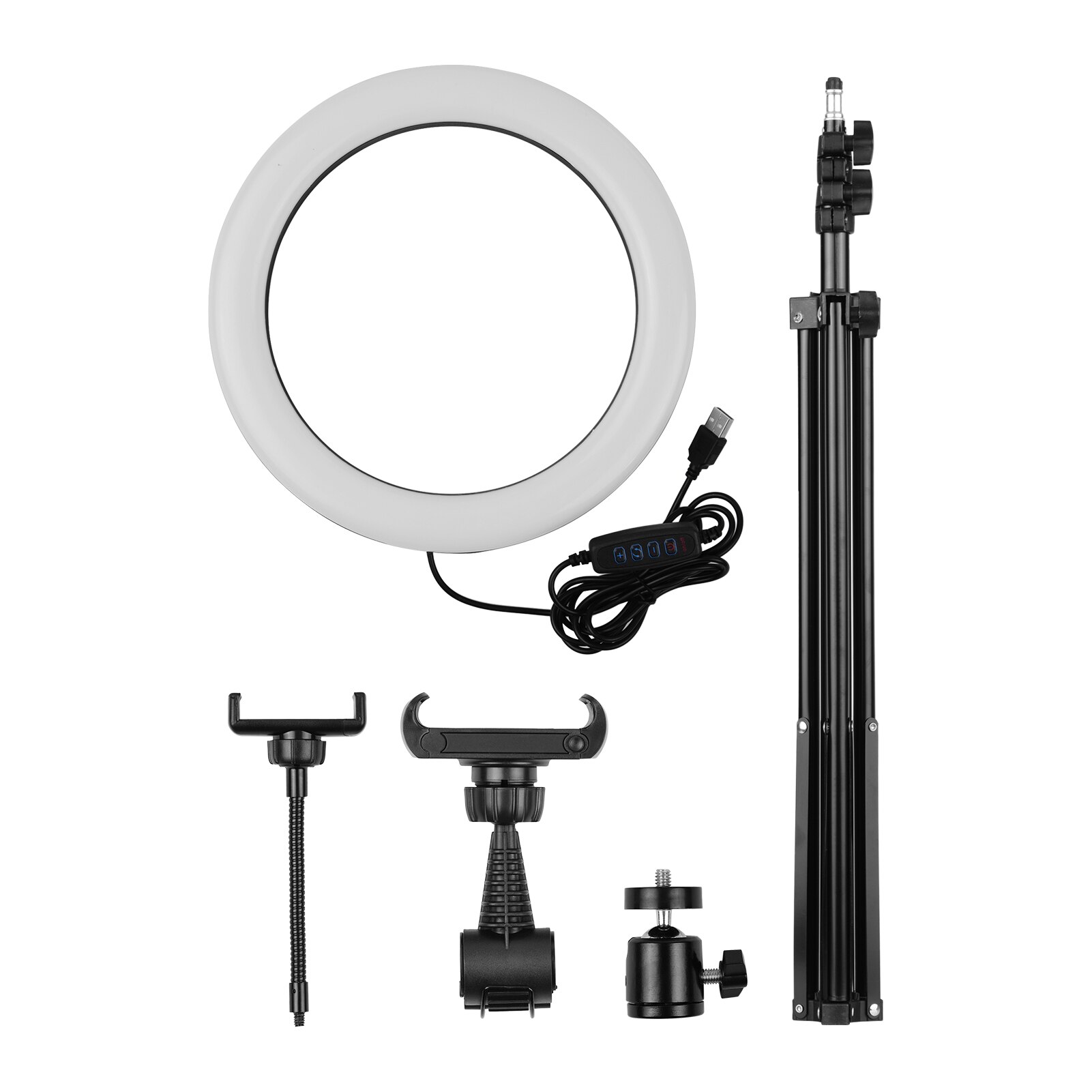 10 Inch LED Ring Light 3 Lighting Modes 10 Levels Brightness USB Powered for Live Video Recording Selfie Makeup LED Ring Light: 210cm Light Stand