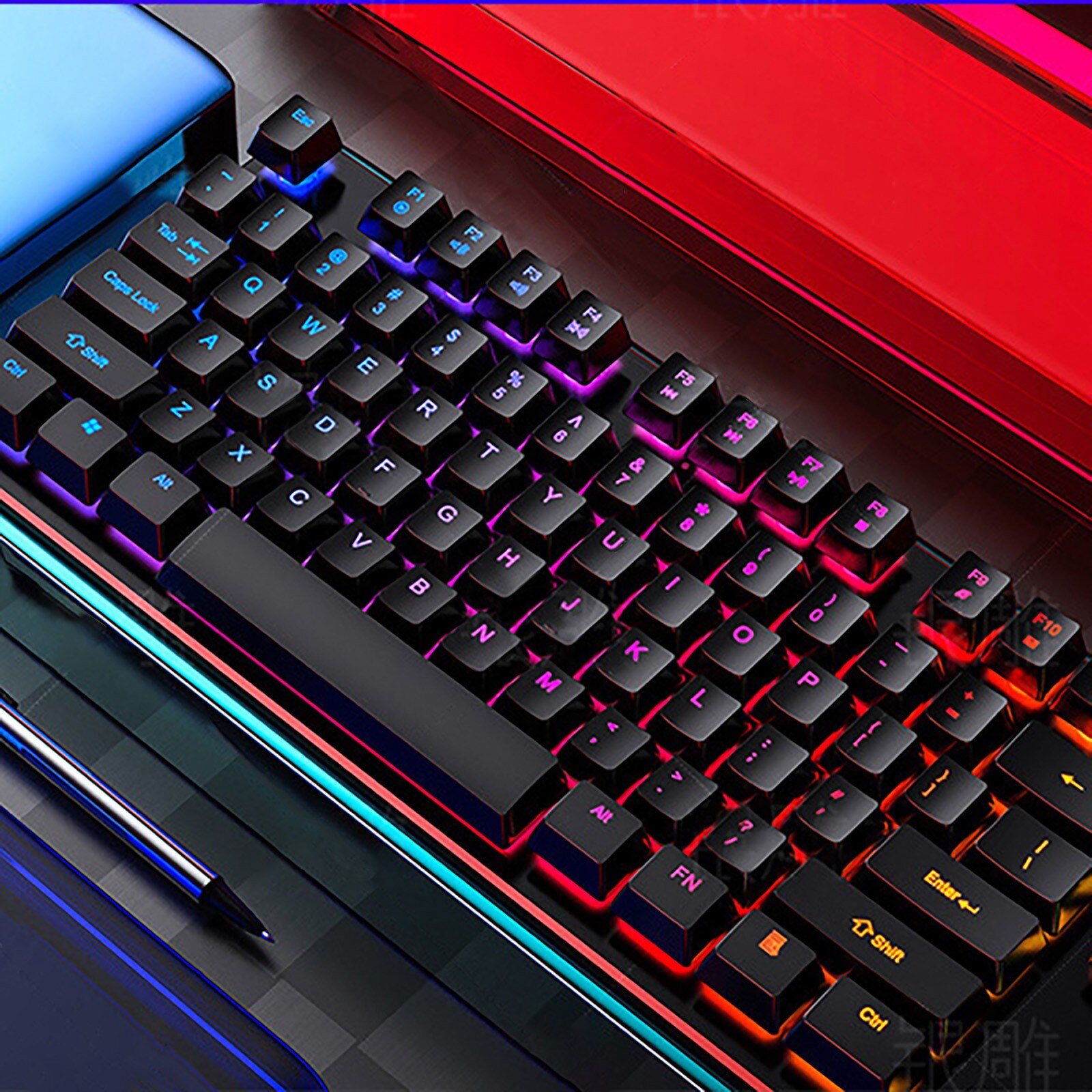 OMESHIN Mechanical Gaming Keyboard - 104 Keys - USB Wired - LED Backlit - for Desktop & Laptop
