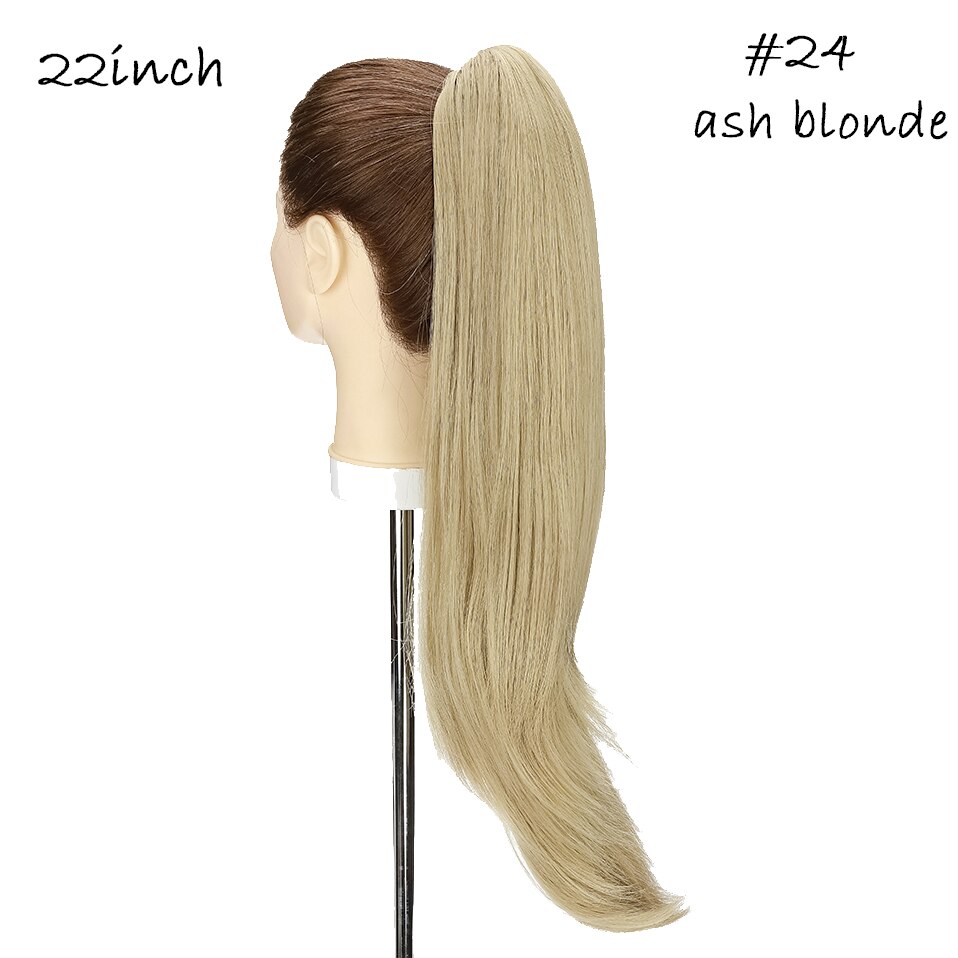 HAIRRO-extensiones de cabello sintético para mujer, extensión de cola de caballo con Clip, 22 pulgadas: ash blonde