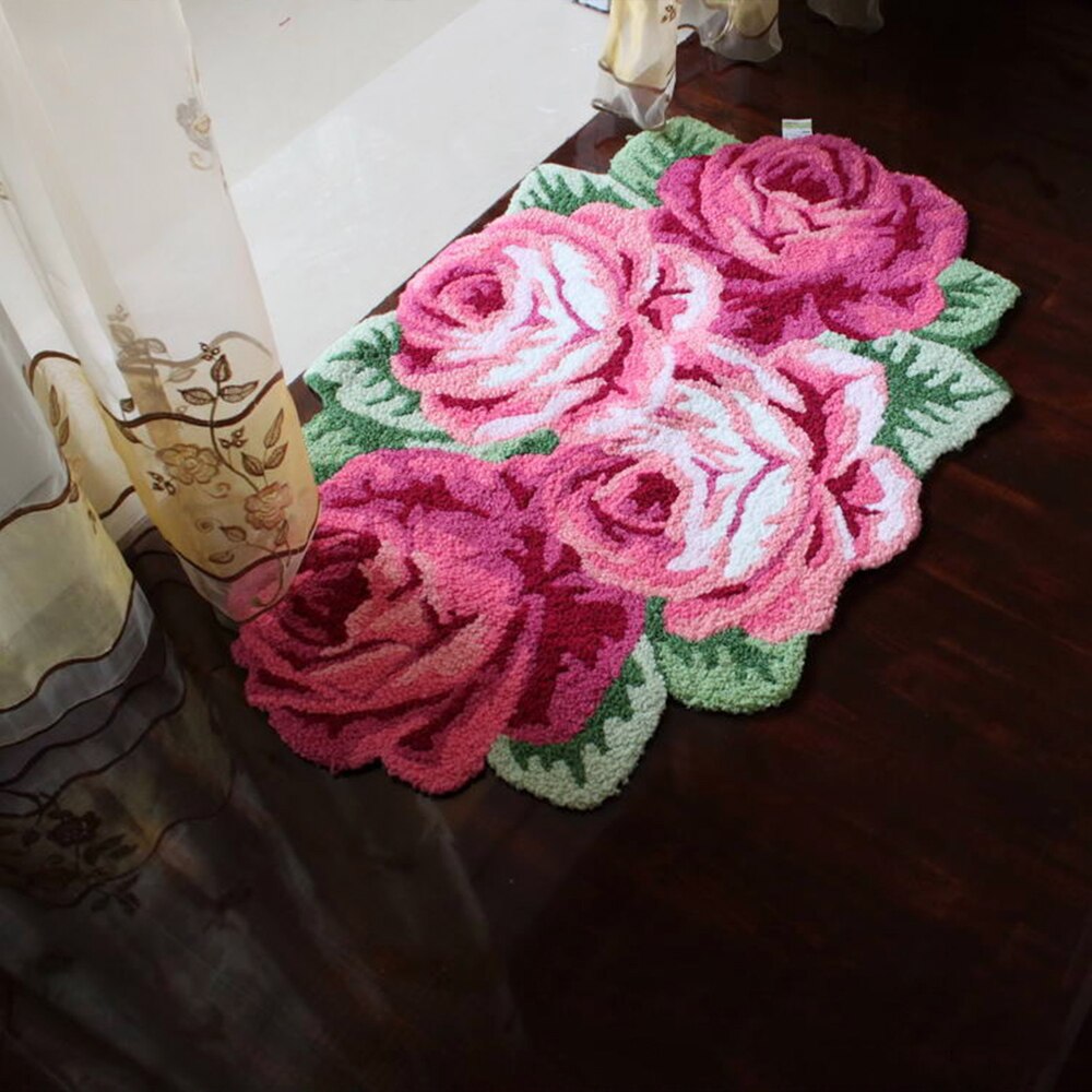 Anti-slip 3d Rose Tapijt Deurmat Handgemaakte Deur Mat voor woonkamer Gebied Tapijt