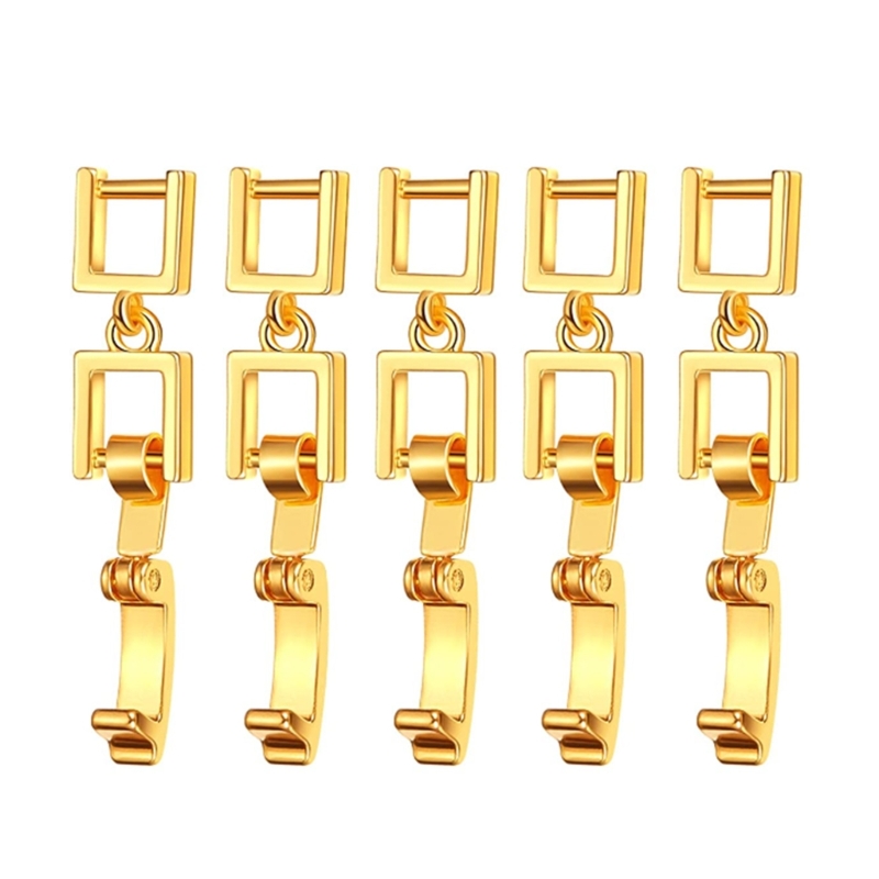 5 stuks eenvoudige ketting armband verlengers legering verlengstuk vouwsluiting voor armband ketting en sieraden maken: Goud
