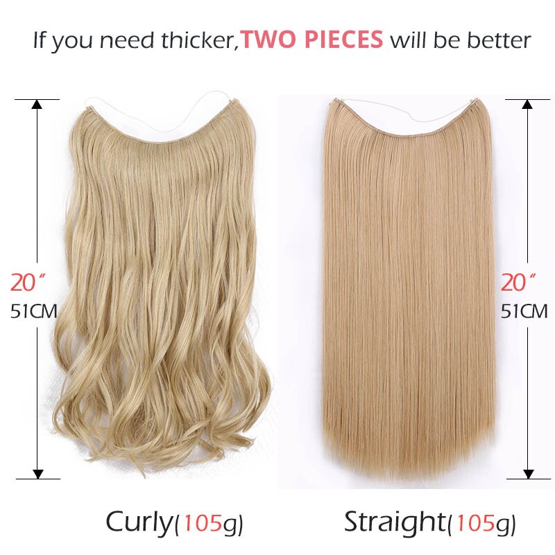 Synthetic Hair Extensions Long Straight Fish Line Hairpieces No Clips in One Piece Hair Extensions Heat Resistant Hair for Women