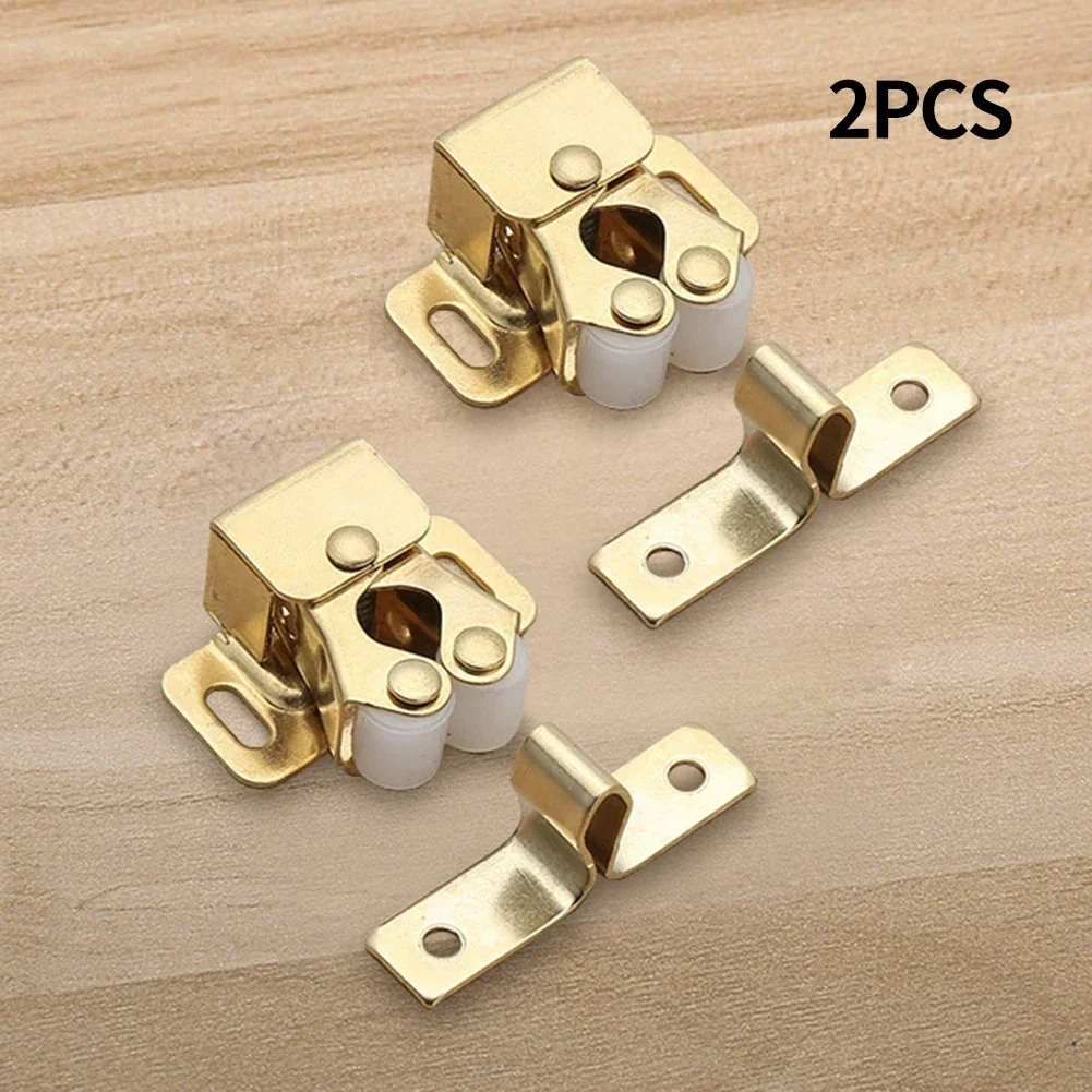 2X Iron Cabinet Locks Push To Close System For Cabinets Drawers Universal Self-closing Chests Drawers Home Improvement Hardware: Gold