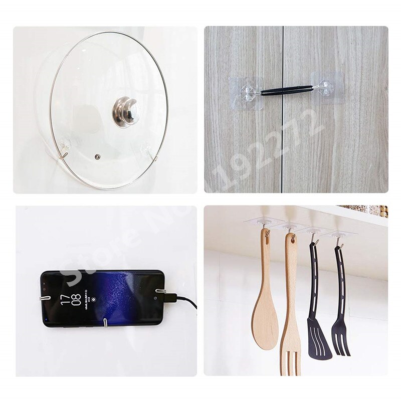 Ganchos adhesivos-12 paquetes de ganchos de pared resistentes gancho adhesivo sin costuras para puerta de pared de baño cocina y ganchos más transparentes