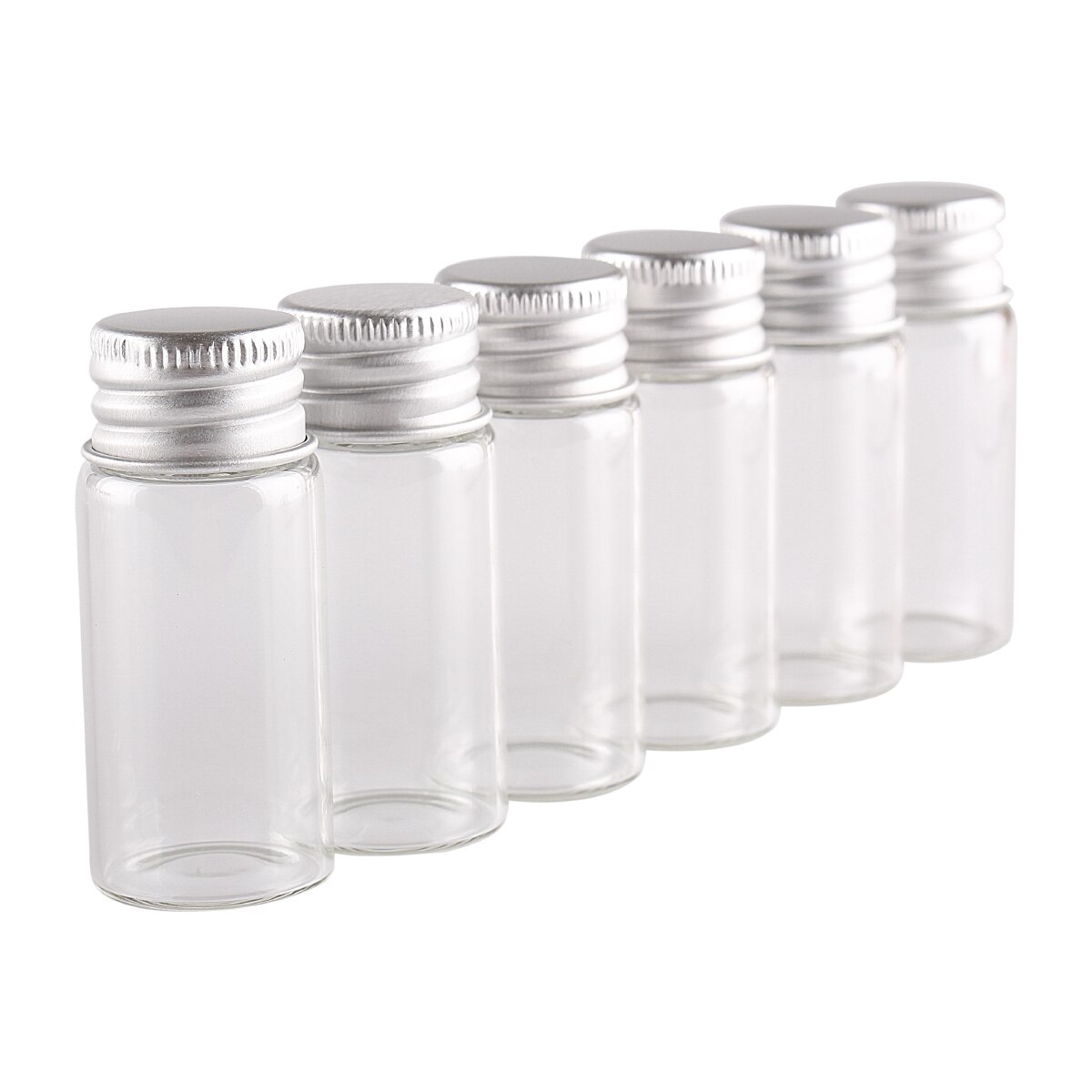 10 stuks 22*50mm 10ml glazen flesjes met aluminium dopjes kleine lege glazen potjes knutselvaatjes kleine glazen potjes