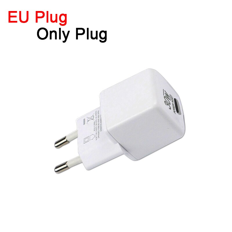 Szybka ładowarka 30w z kablem QC3.0 ładowarka USB C szybkie ładowanie PD typ C szybkie ładowanie dla iphone 12 macbook ipad notebook: EU plug