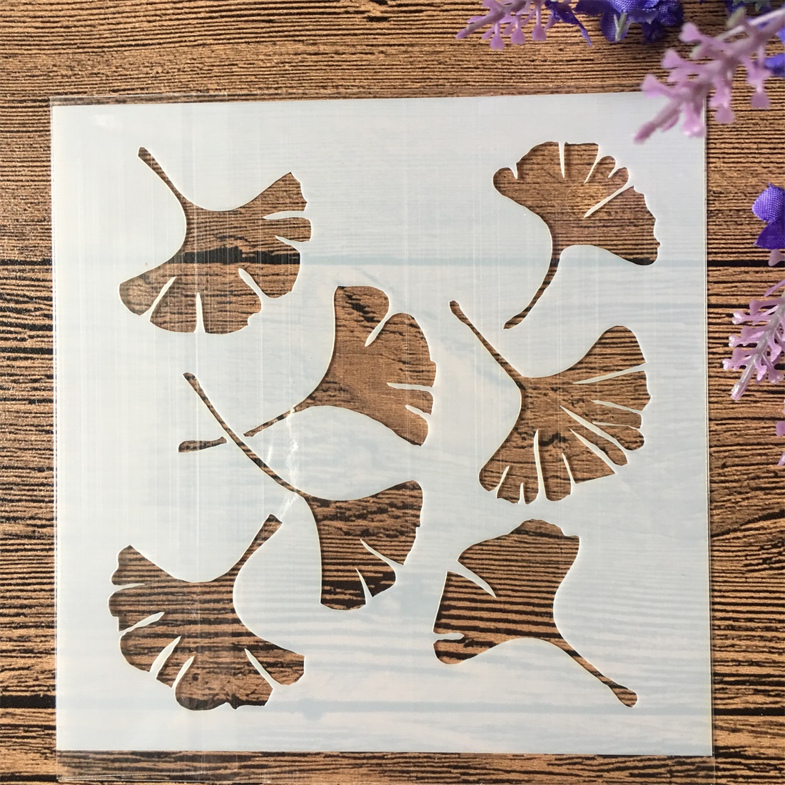Plantillas de capas DIY, hoja de árbol, Ginkgo Bud, álbum de recortes de pintura, plantilla decorativa para colorear, álbum en relieve, 13cm, 8 piezas por juego