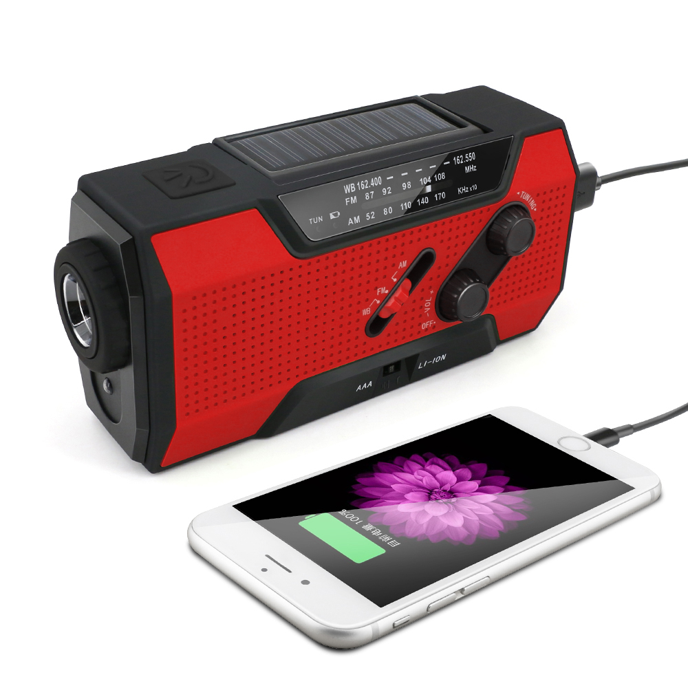 2000mAh Solar Radio AM/FM Weather Radio Multifunctional Portable Emergency Radio with LED Flashlight Solar Powerbank Radio