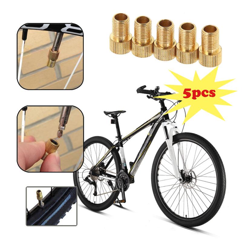 5Pcs Brass Valve Adaptor Presta To Schrader Bicycle Valve Converter Mountain Bike Pump Connector Adapter Alloy Bike Accessorie