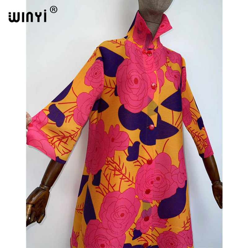 WINYI-vestido cárdigan sukienka para mujer, con estampado Floral ropa holgada arrugado, e informal para vacaciones de verano, talla única