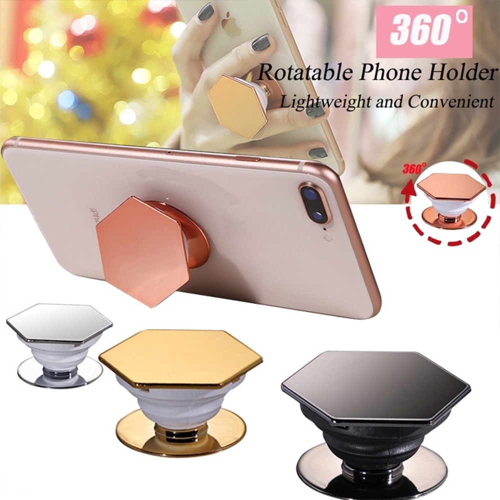 Plating Pocketsocket Support Finger Grip Holder Stand for IPhone X Samsung Huawei Pocket Socket Air Bag Cell Phone Bracket Mount
